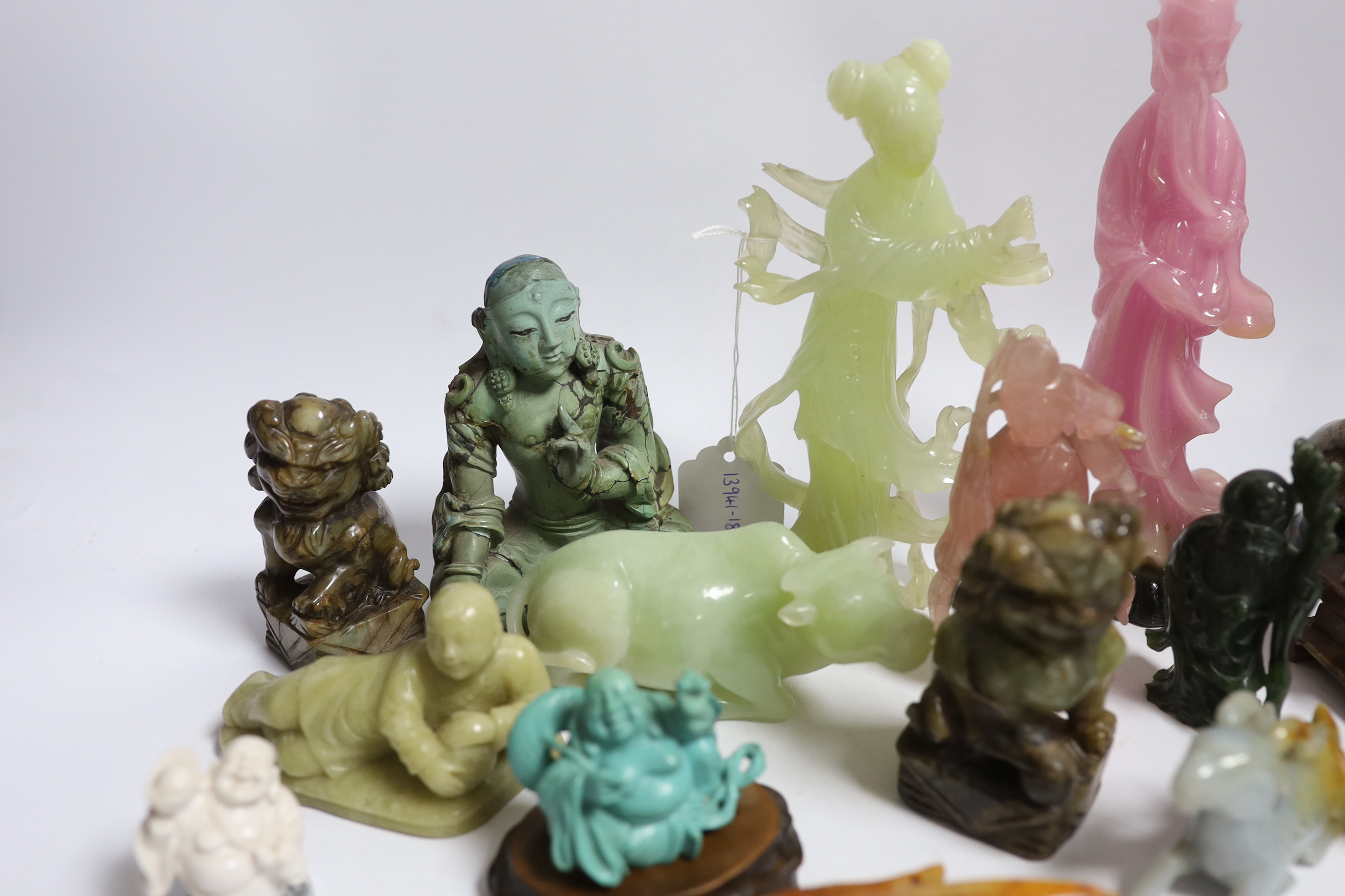 A quantity of Chinese hardstone and resin carvings
